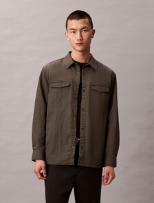 Relaxed Nylon Shirt Jacket, Beluga, hi-res