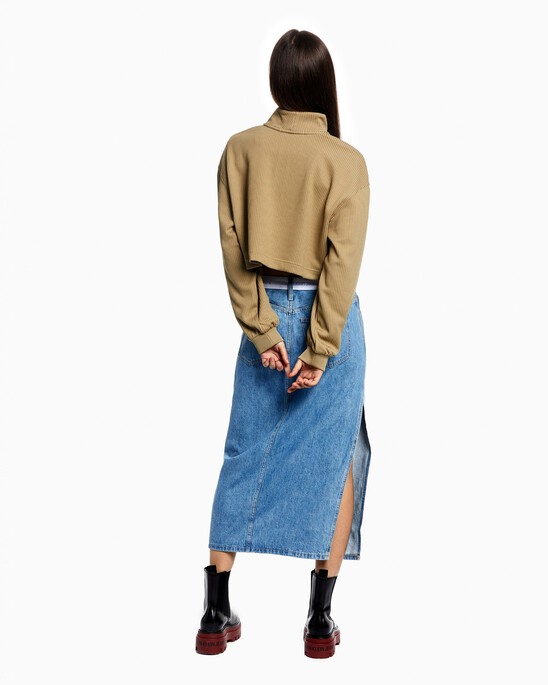 2 IN 1 RIB KNIT RELAXED SWEATSHIRT
