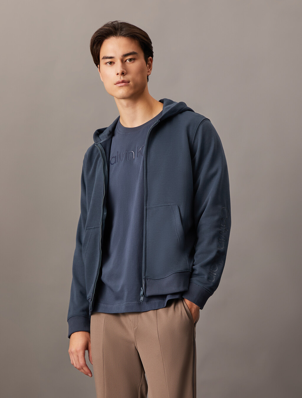 Essentials+ Full Zip Hoodie, Ink, hi-res
