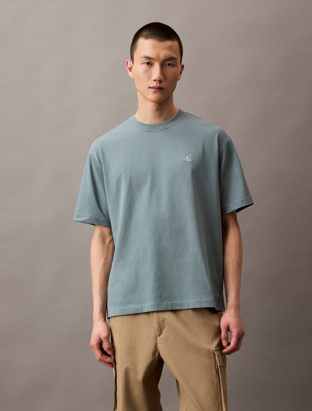 Calvin Logo Crew Neck Tee, Trooper, hi-res