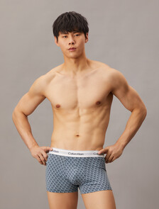 Icon Cotton Stretch Trunks 2 Pack, Glacier/ PLUSH MONOGRAM VINTAGE INDIGO, hi-res