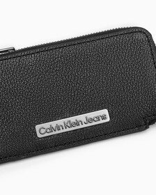 MICRO PEBBLE J ZIP CARD AND COIN CASE, BLACK, hi-res