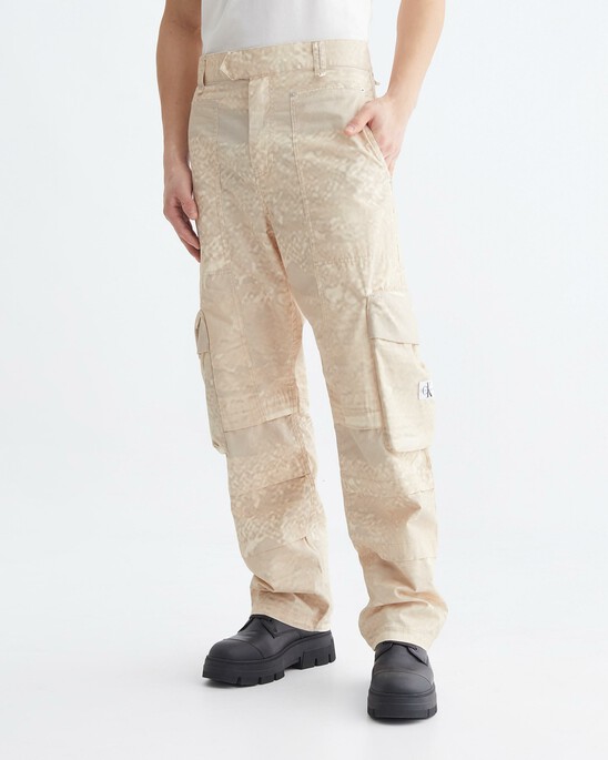 Wide Leg Printed Cargo Pants