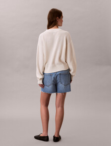 CK Emblem Knit Cardigan, Ivory, hi-res