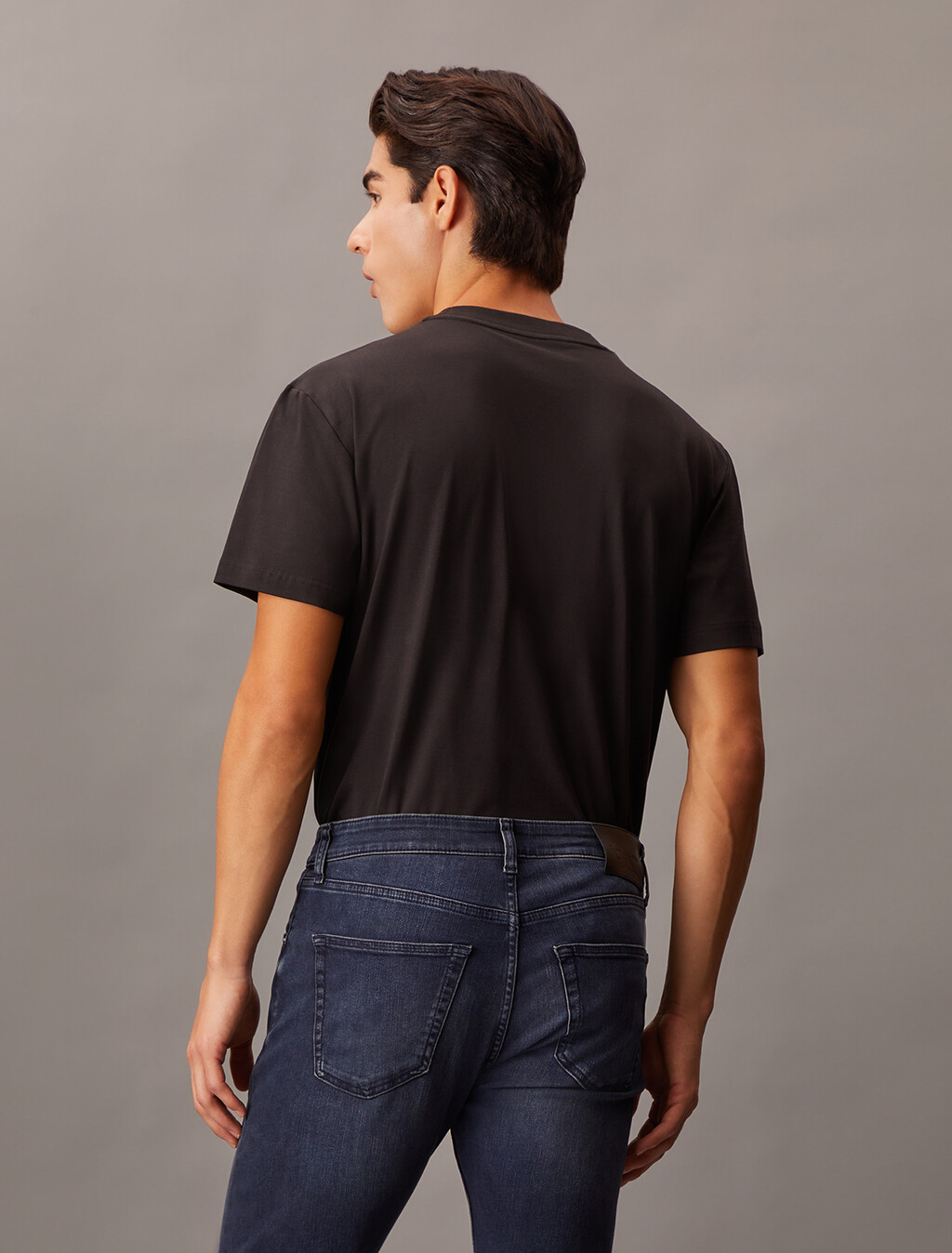 Textured Logo Smooth Cotton Tee, Ck Black, hi-res