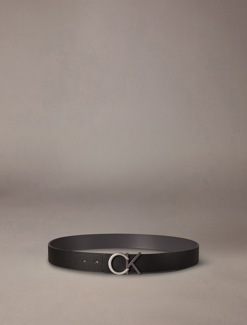 CK Premium Reversible Belt, Black/Gray Pinstripe, hi-res