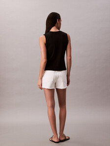 90s Fit Frayed Denim Short, CHALK WHITE DESTROY, hi-res