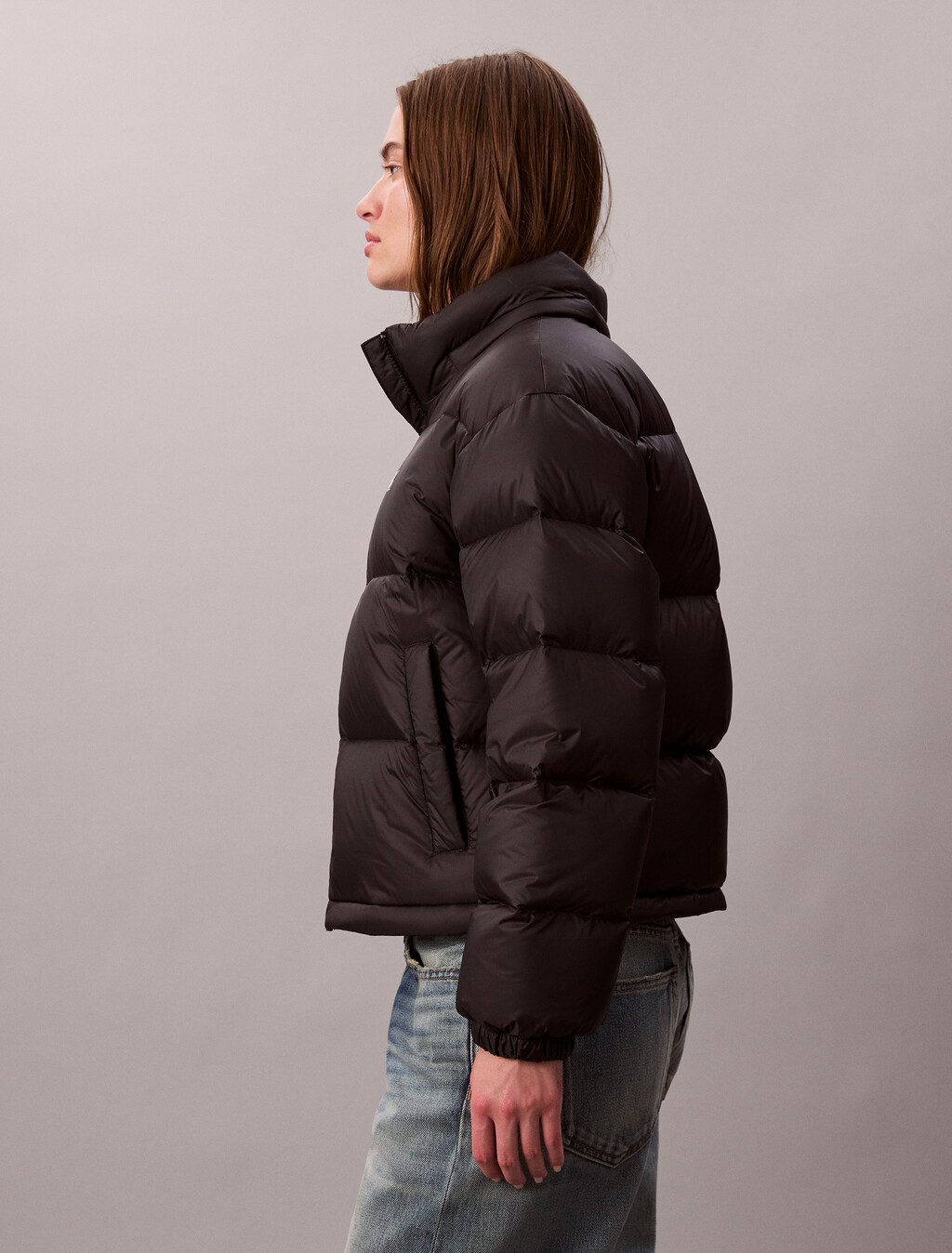 Short Down Puffer Jacket, Black, hi-res