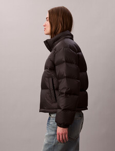 Short Down Puffer Jacket, Black, hi-res