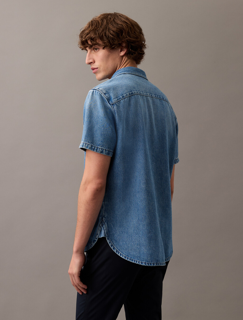 Casual Classic Denim Shirt, BLUE RETROGRADE, hi-res