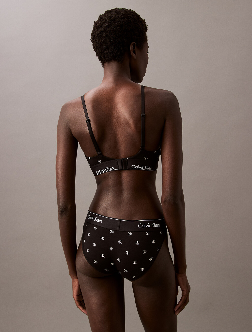 Icon Cotton Lightly Lined Triangle Bralette, DIAMOND LOGO+BLACK, hi-res