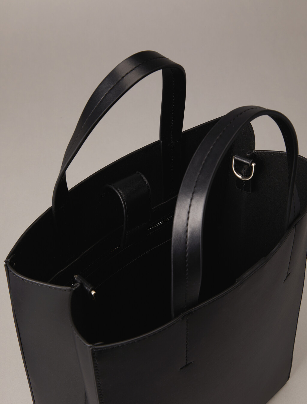 CK Paper Bag Leather Mini Tote, Black Beauty, hi-res