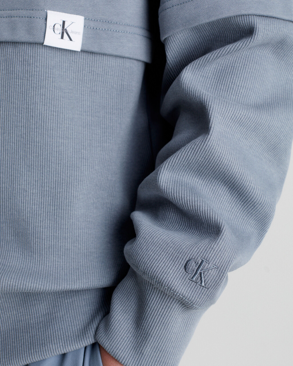 Relaxed Material Mix Sweatshirt, Overcast Grey, hi-res