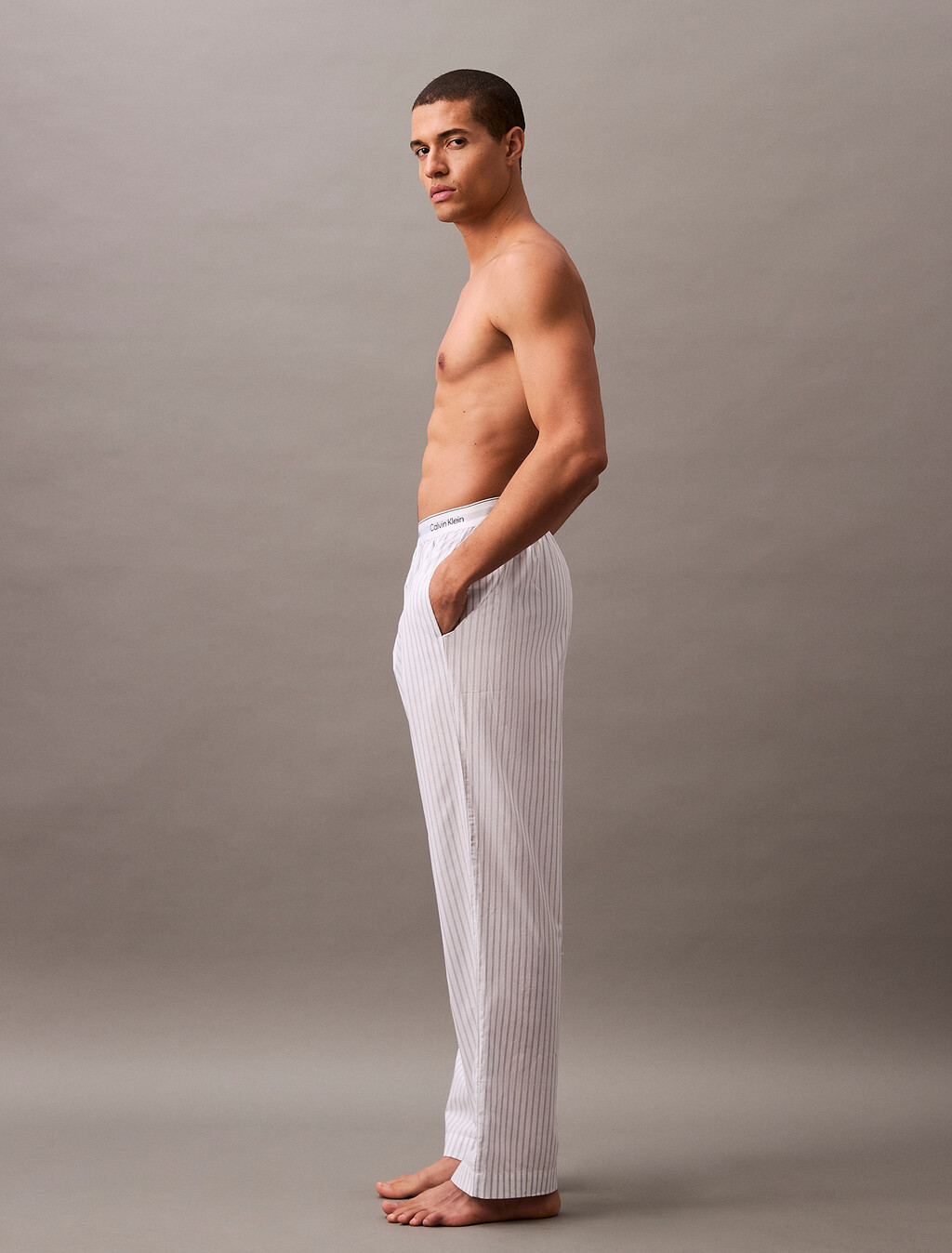 Cotton Poplin Sleep Pants, STEADY STRIPE GRISAILLE, hi-res