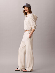 Logo Waistband Wide Leg Joggers, Vanilla Heather, hi-res