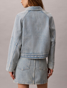 Boxy Logo Tape Denim Jacket, FRESH WATER, hi-res