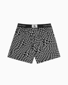 Calvin Klein 1996 Woven  Cotton Boxers, WARPED LOGO PRINT_BLACK, hi-res