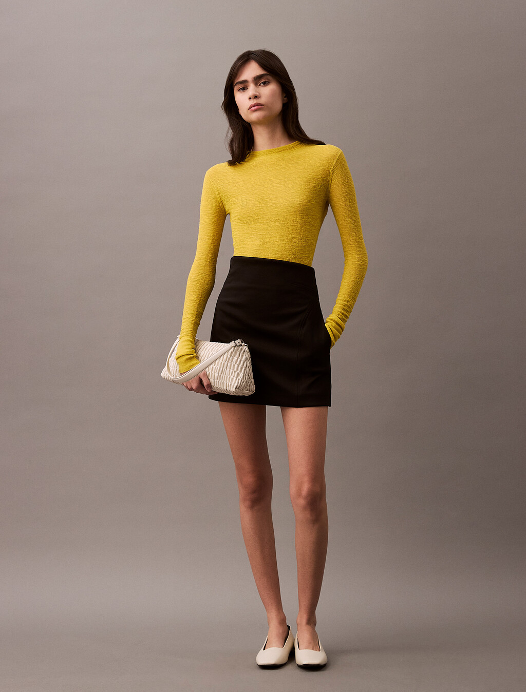 Textured Knit Long Sleeve Top, Warm Olive, hi-res