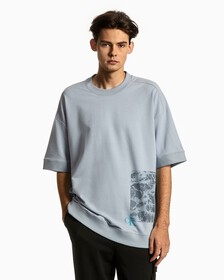 UNISEX INFINITE COOL WAVE PRINT SHORT SLEEVE SWEATSHIRT, SILVER SKY, hi-res