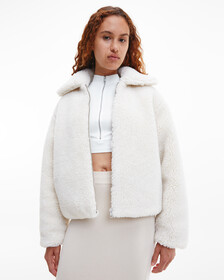 RECYCLED SHERPA MONOGRAM JACKET, Eggshell, hi-res