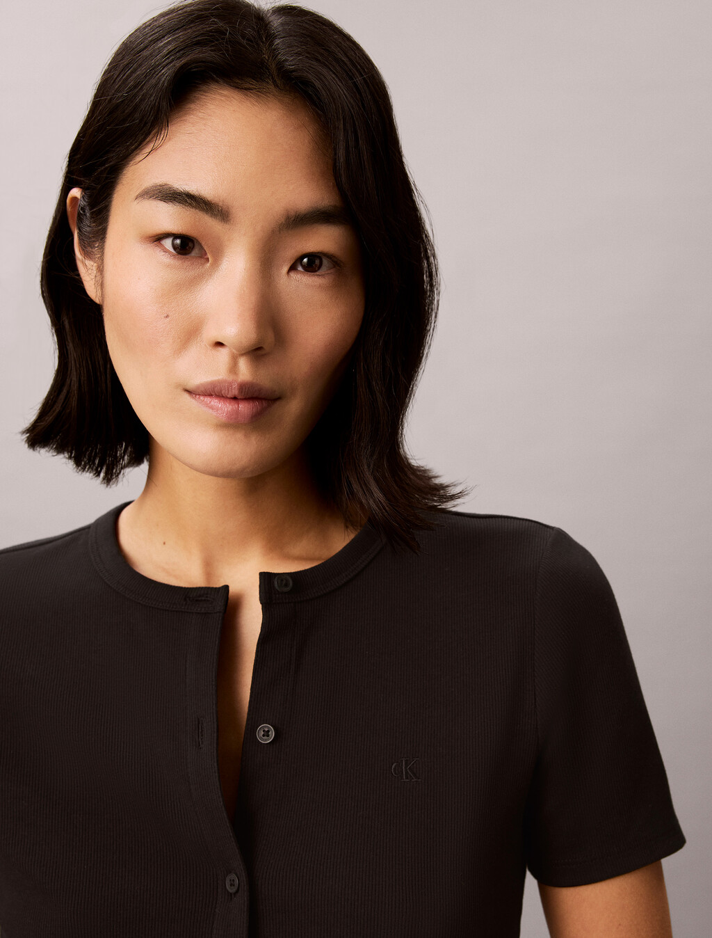 Ribbed Short Sleeve Cardigan, Black, hi-res