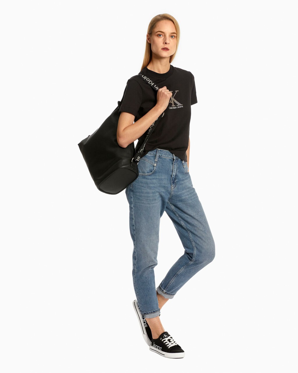PEARLIZED MONOGRAM APPLIQUE TEE, Ck Black, hi-res