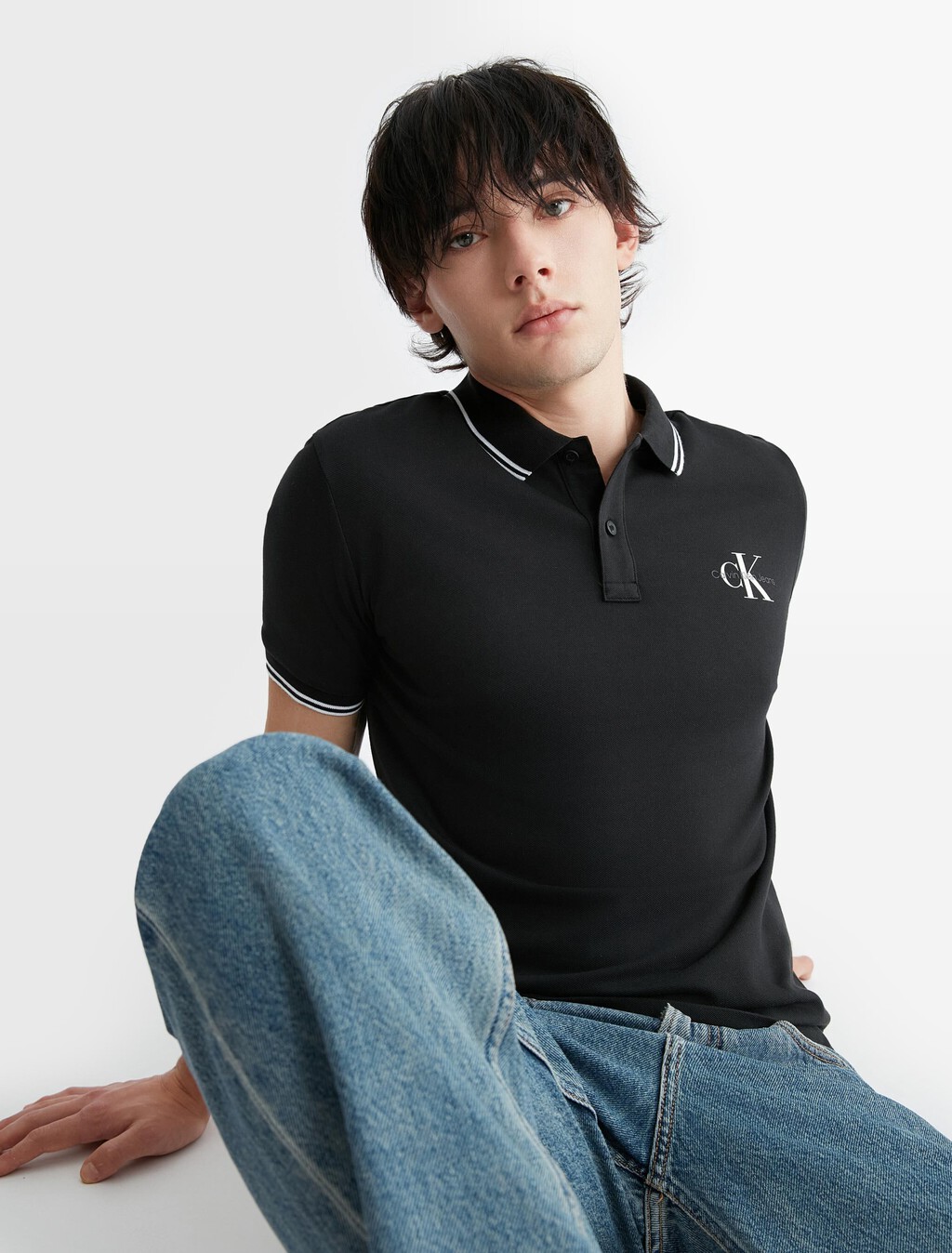 Monologo Slim Tipped Polo, Ck Black, hi-res