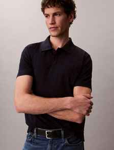 Cotton Blend Pique Polo Shirt, Dark Sapphire, hi-res