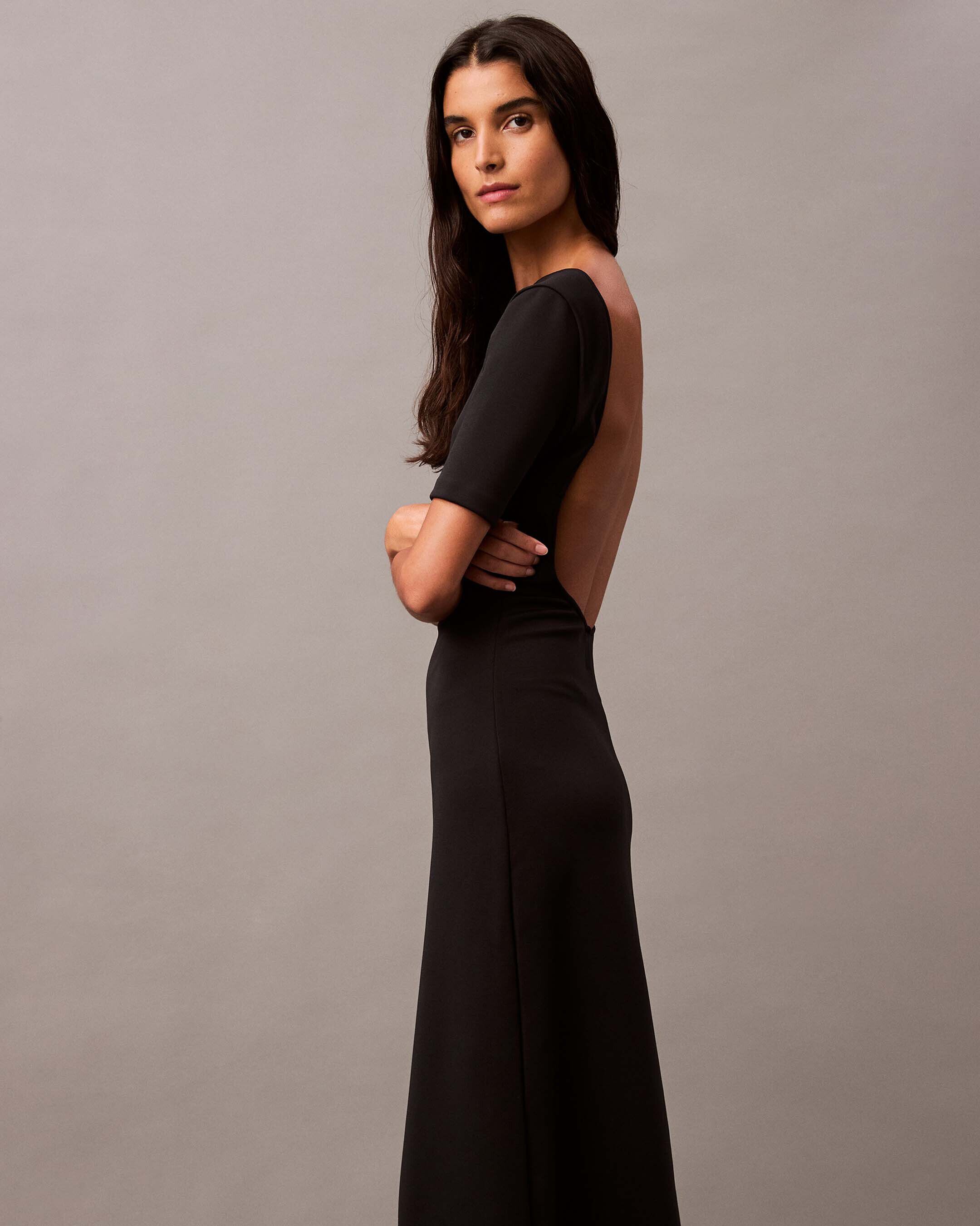 Low back jersey dress shop