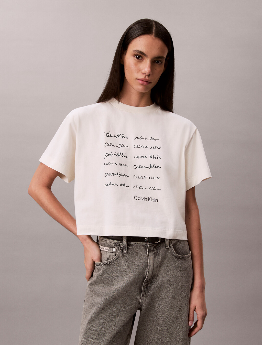 Cropped Boxy Graphic Tee, Tofu, hi-res