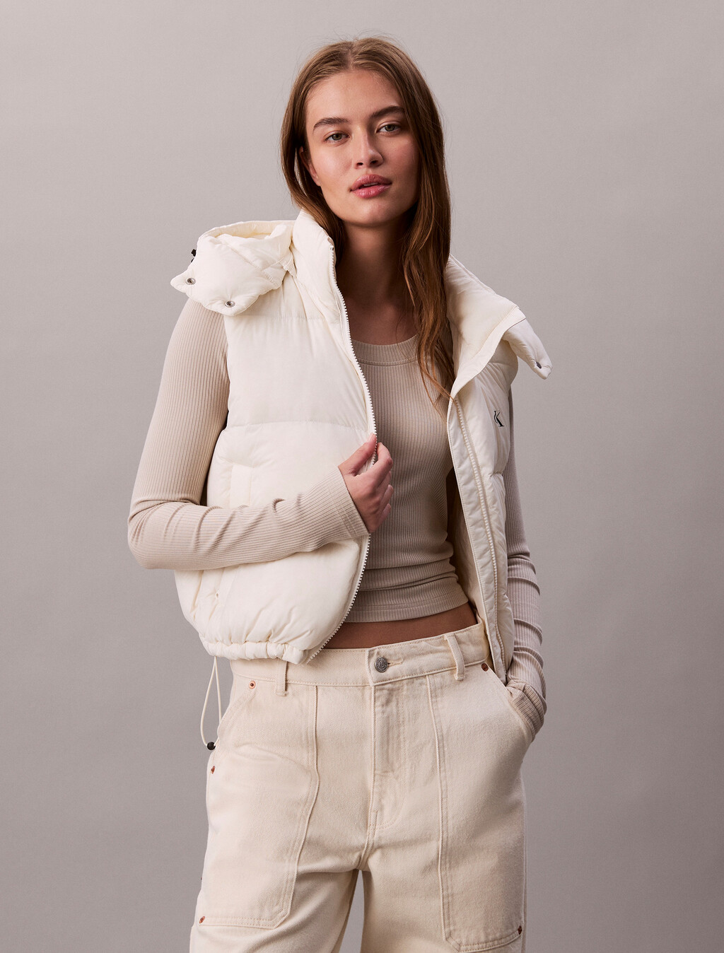 Relaxed Hooded Down Puffer Gilet, Jet Stream, hi-res