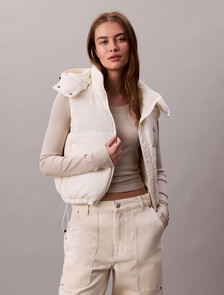 Relaxed Hooded Down Puffer Gilet, Jet Stream, hi-res