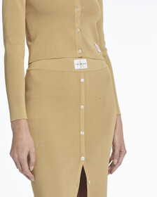 MONOGRAM BADGE RIB KNIT SKIRT, Tawny Sand, hi-res