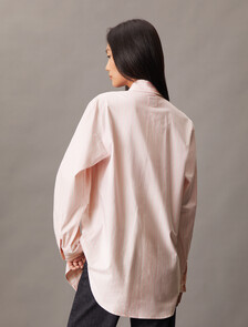 Stripe Relaxed Button-Down Shirt, Powder Pink, hi-res