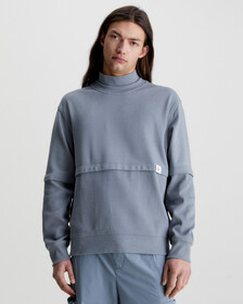 Relaxed Material Mix Sweatshirt, Overcast Grey, hi-res