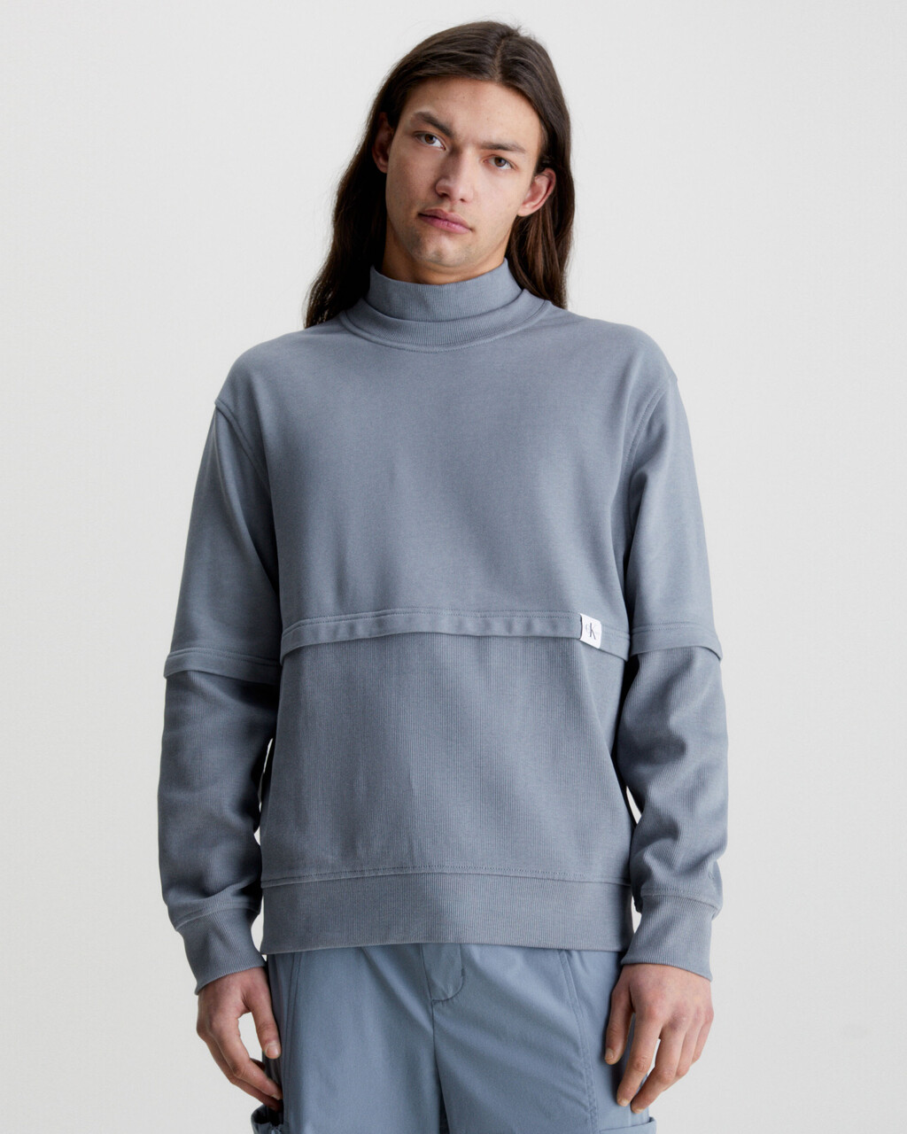 RELAXED MATERIAL MIX SWEATSHIRT, Overcast Grey, hi-res