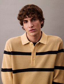 Striped Relaxed Polo, Lemon Peel, hi-res