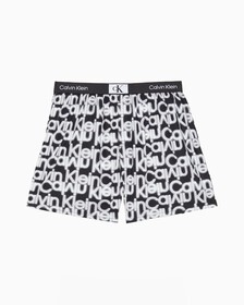 Calvin Klein 1996 Woven  Cotton Boxers, NEON LIGHTS LOGO PRINT_BLACK, hi-res