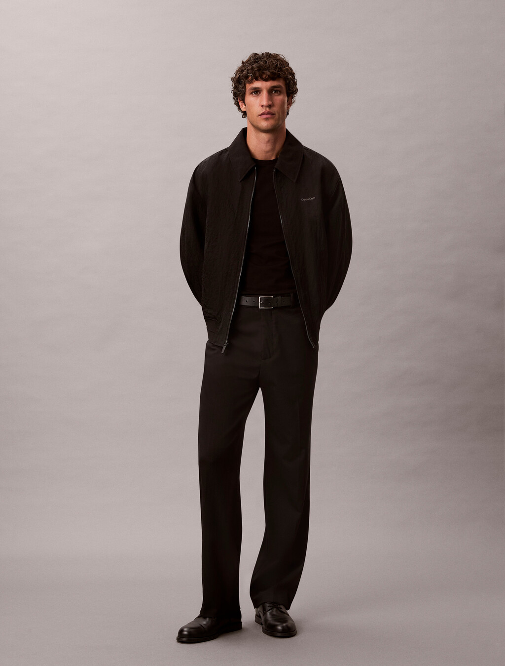 Stretch Cotton Slim Tee, Black, hi-res