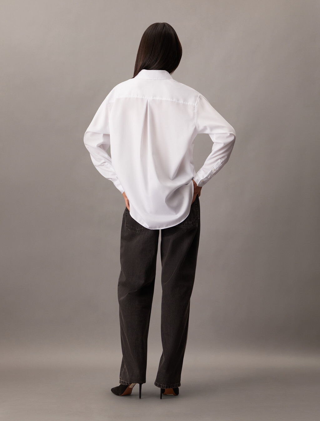 Breathable Monogram Relaxed Shirt, Bright White, hi-res