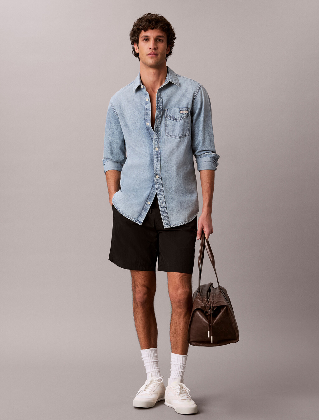 Graphic Pull On Nylon Shorts, Black, hi-res