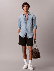Graphic Pull On Nylon Shorts, Black, hi-res