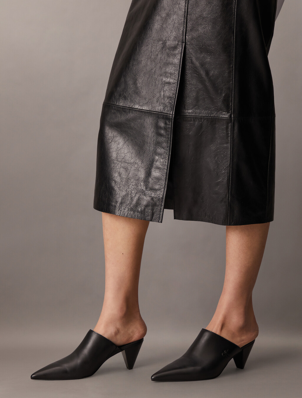 Leather Midi Skirt, Black, hi-res