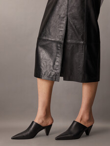 Leather Midi Skirt, Black, hi-res