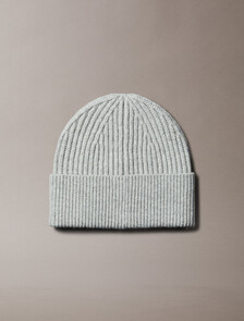 Wool Blend Signature Logo Beanie, Light Grey Heather, hi-res