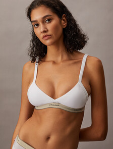 Unlined Triangle Bra - Heritage Cotton Stretch, White, hi-res