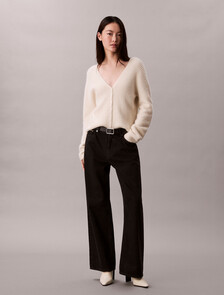 Alpaca Blend Cardigan Jumper, Brilliant White, hi-res