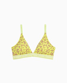 CK One Cotton Lightly Lined Triangle Bra, DART FROG PRINT+CYBER GREEN, hi-res