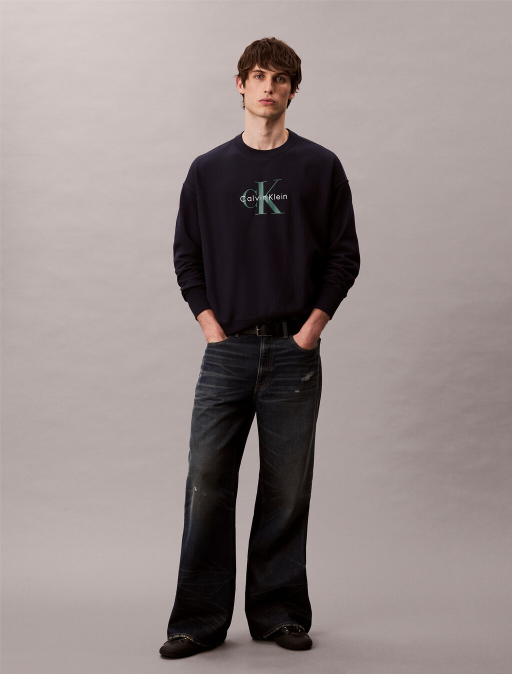 Oversized Monogram Sweatshirt, Dark Sapphire, hi-res