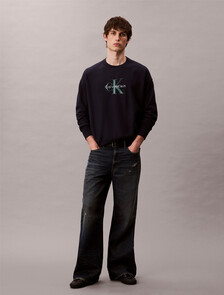 Oversized Monogram Sweatshirt, Dark Sapphire, hi-res